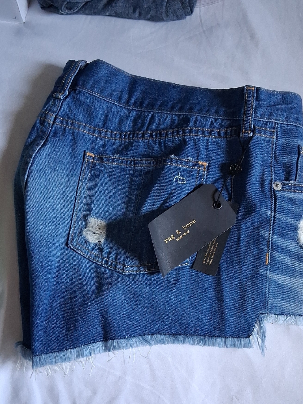 rag & bone blue denim cutoff shorts